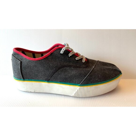 TOMS Black Washed Canvas Cordones Boardwalk Shoes w/ Red Trim Size 9.5 (US) NWOB - Picture 10 of 10